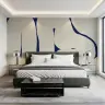 Abstract Organic Navy Blue and Beige Wall Mural 8