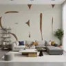 Rust Brown Organic Shapes Beige Abstract Wallpaper Mural 7
