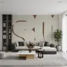 Rust Brown Organic Shapes Beige Abstract Wallpaper Mural 8
