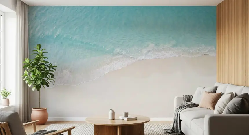 Coastal Serenity: Turquoise Waters & White Sand Wall Mural