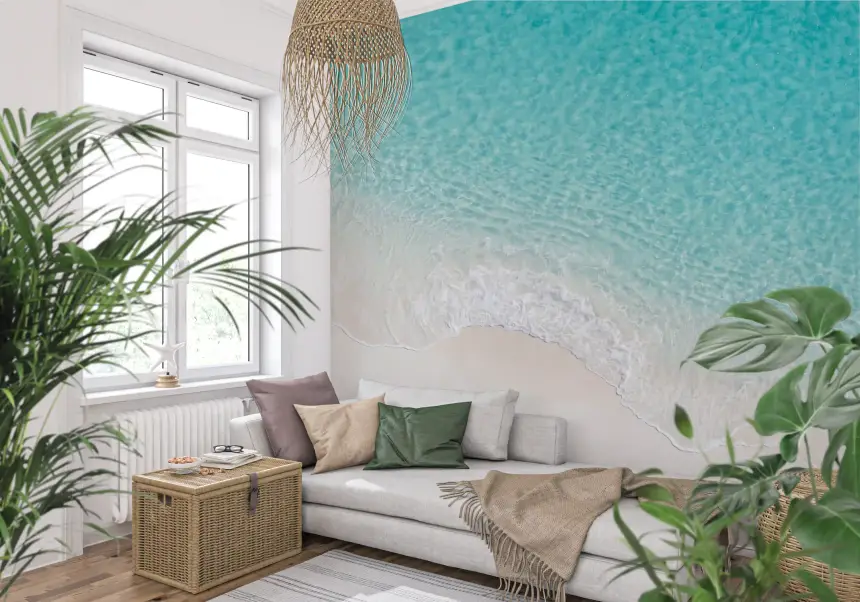 Aqua Shoreline Bliss Wall Mural