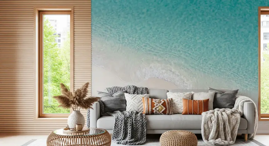Aqua Shoreline Bliss Wall Mural
