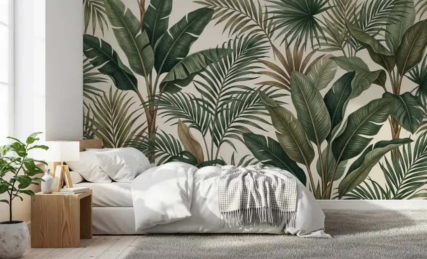 Lush Tropical Foliage Wall Mural