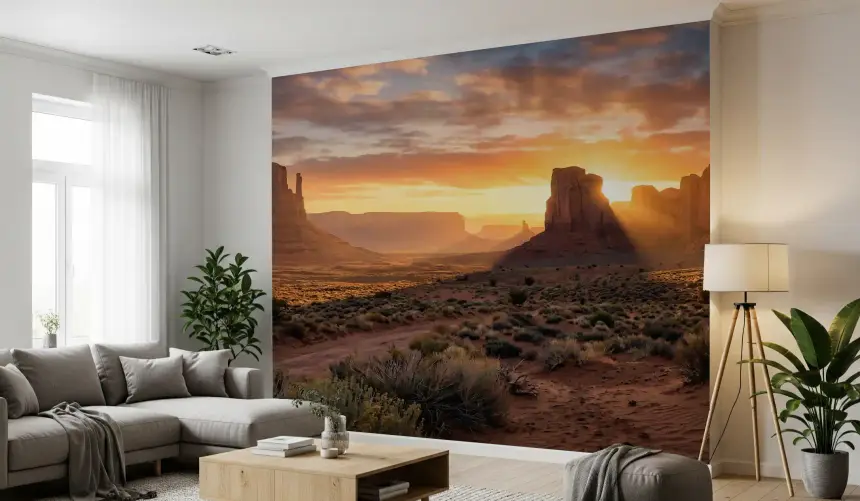 Desert Horizon: Golden Hour Buttes Wall Mural