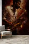 Passionate Jazz Saxophonist Performance Wall Mural 6