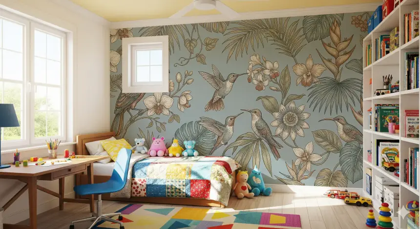 Tropical Birds Serenity Wall Mural