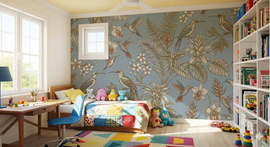 Tropical Bloom & Flight Wall Mural