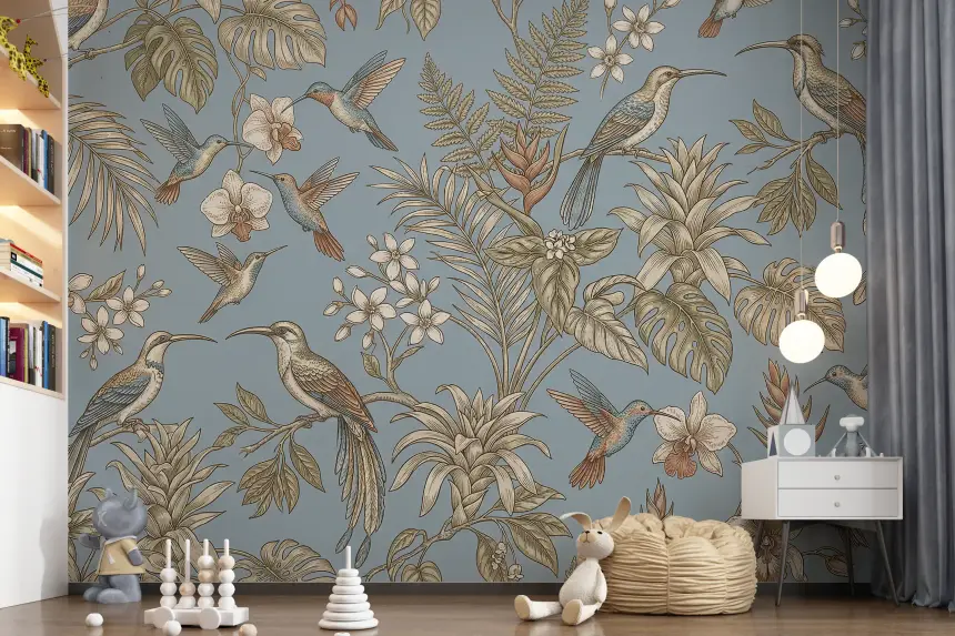Tropical Bloom & Flight Wall Mural