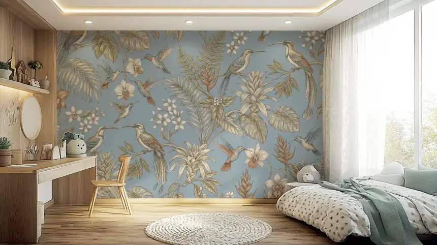 Tropical Bloom & Flight Wall Mural