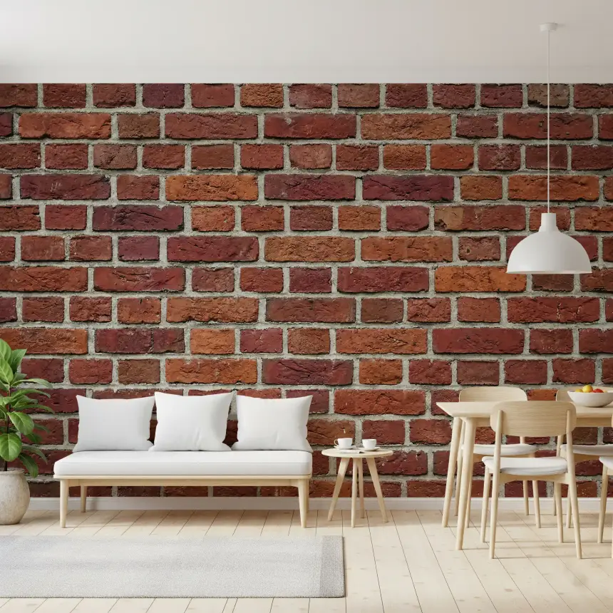 Rustic Red Brick Texture Wall Mural