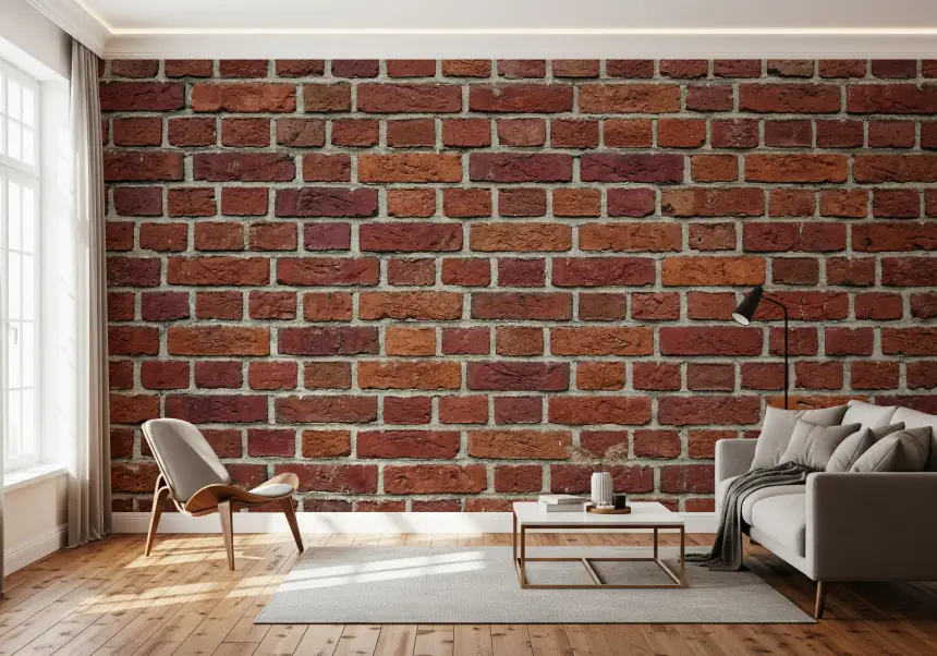 Rustic Red Brick Texture Wall Mural