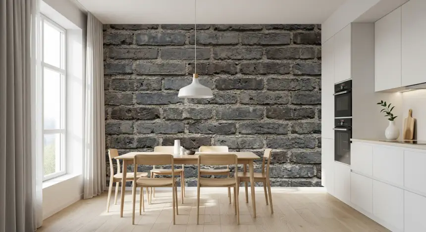 Urban Gray Brickwork Texture Wall Mural