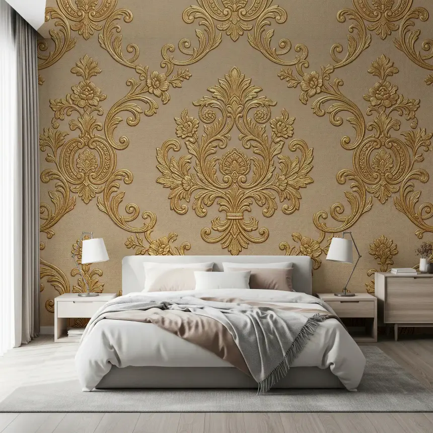 Gilded Floral Elegance Wall Mural