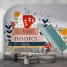 Whimsical Books & Coffee Quote Wall Mural 7