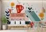 Whimsical Books & Coffee Quote Wall Mural 8