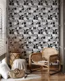 Modern Geometric Cat Silhouette Pattern Wallpaper 6