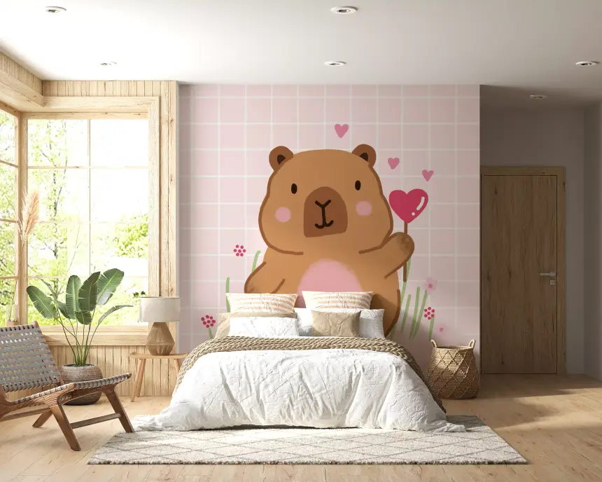 Capybara in Love Wall Mural