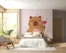 Charming Capybara Love Pink Grid Wallpaper 7