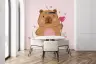 Charming Capybara Love Pink Grid Wallpaper 6