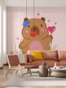 Charming Capybara Love Pink Grid Wallpaper 8