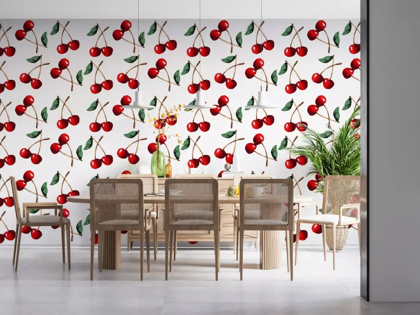 Watercolor Cherries Wallpaper