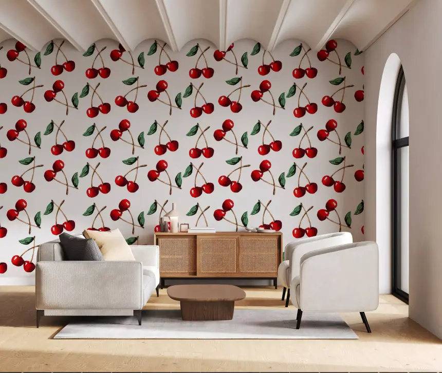 Watercolor Cherries Wallpaper