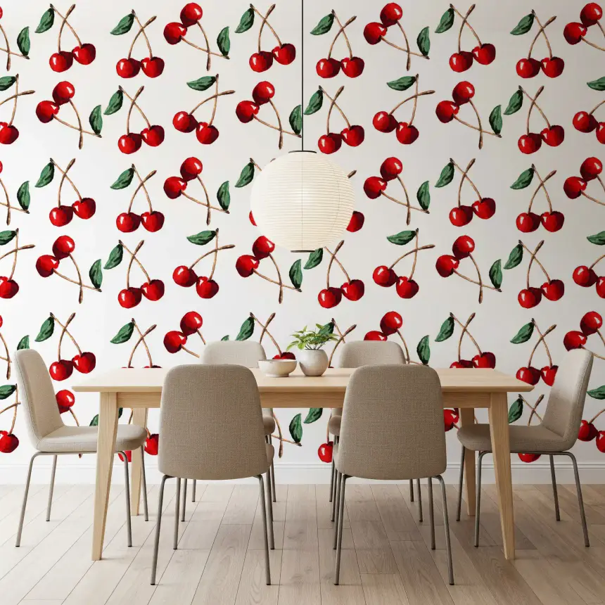 Watercolor Cherries Wallpaper
