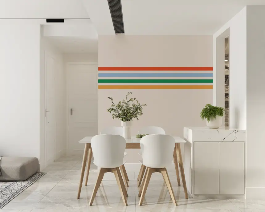 Retro Vibe Horizontal Stripes Wall Mural