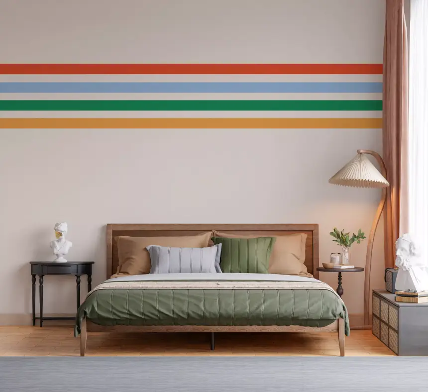 Retro Vibe Horizontal Stripes Wall Mural