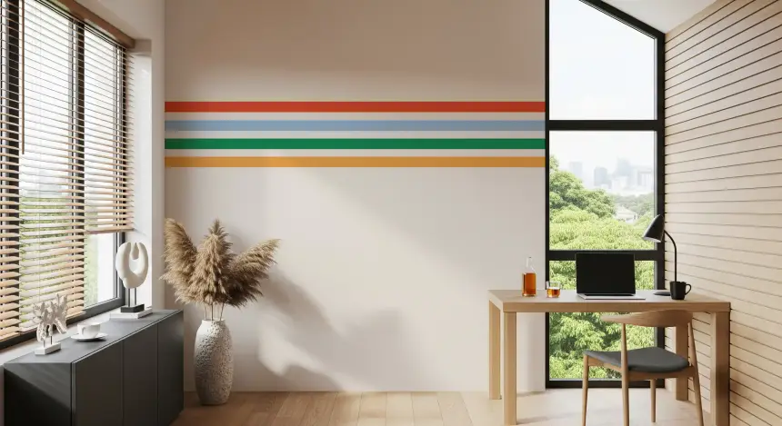 Retro Vibe Horizontal Stripes Wall Mural