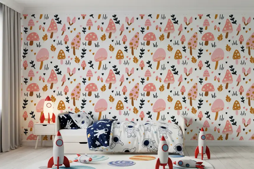 Sweet Woodland Mushrooms Wallpaper