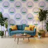 Retro Lavender Bloom Circle Pattern Wallpaper 7