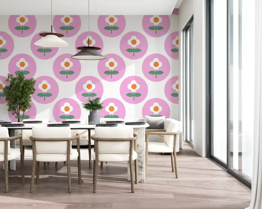 Retro Daisy Circles Wallpaper
