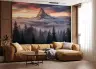 Rose Gold Sunset Mountain Pine Forest Wallpaper Mural 8