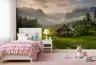 Rustic Hut Amidst Misty Rice Fields Wall Mural 6
