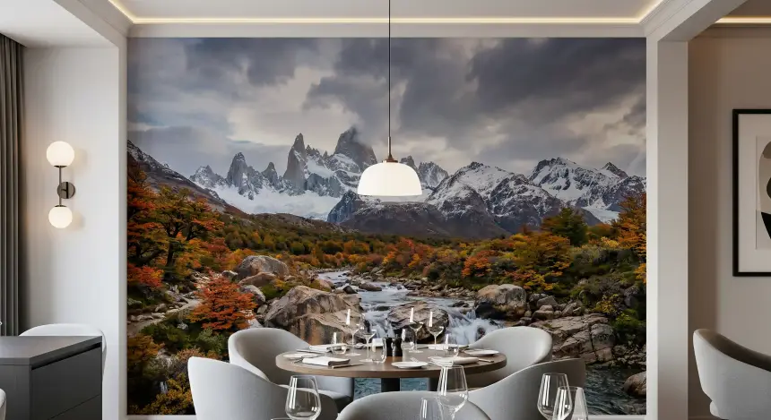Fitz Roy Autumn River Wall Mural