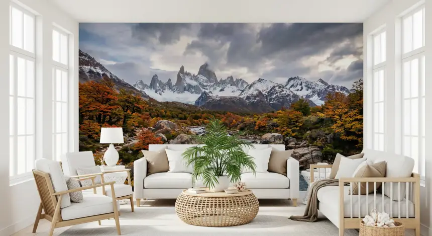 Fitz Roy Autumn River Wall Mural