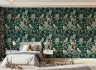 Elegant Emerald Green Bird & Botanical Wallpaper 6