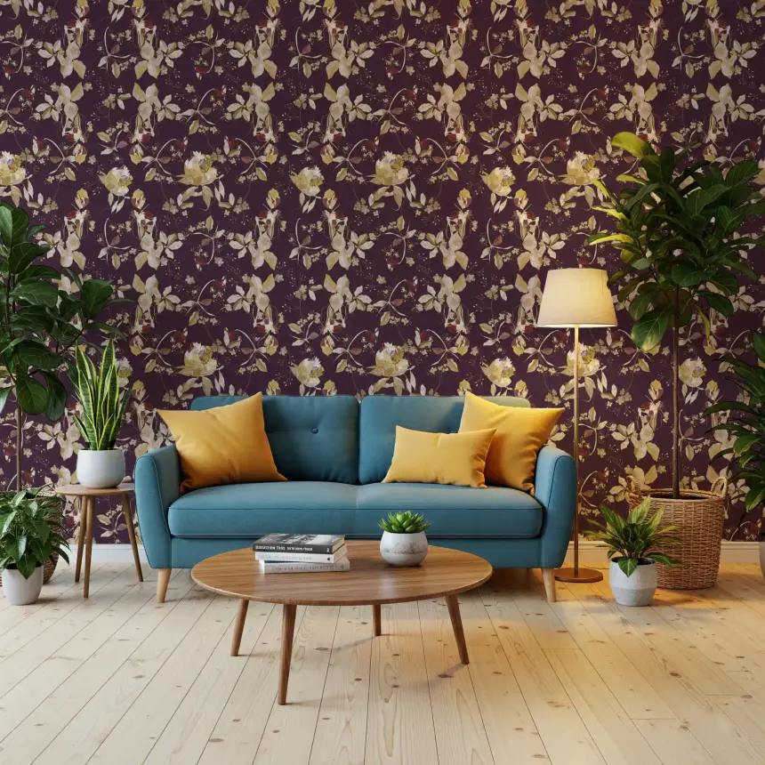 Plum Botanical Blossom Wallpaper