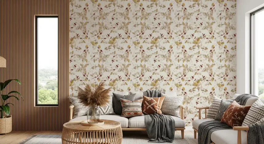 Navy Heritage Floral Trail Wallpaper