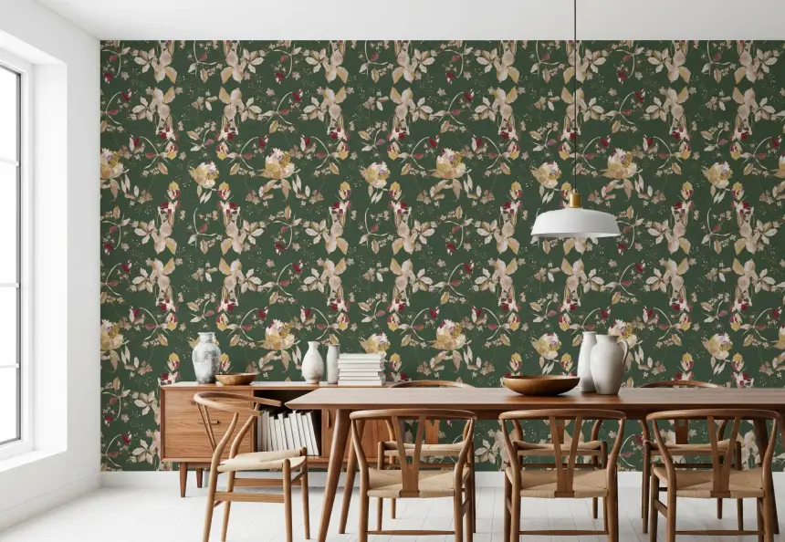 Antique Cream Botanical Wallpaper