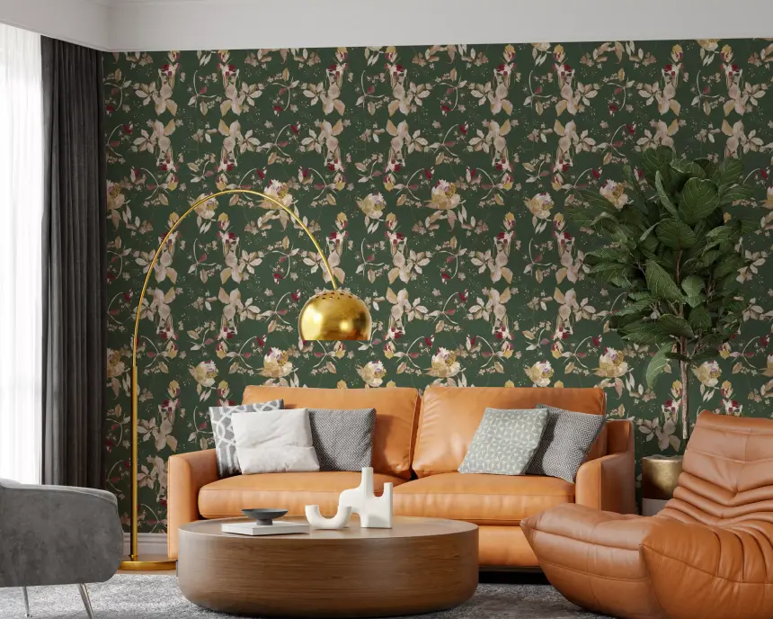 Antique Cream Botanical Wallpaper