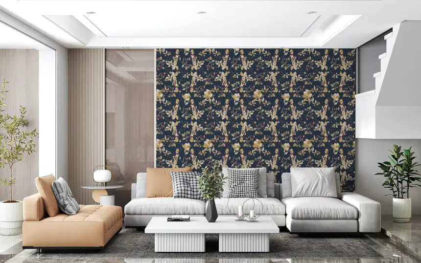 Forest Green Floral Trail Wallpaper