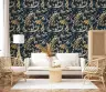 Elegant Gold Peacock and Floral Navy Wallpaper 8
