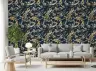 Elegant Gold Peacock and Floral Navy Wallpaper 7