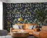 Elegant Gold Peacock and Floral Navy Wallpaper 6