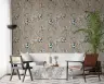 Taupe Botanical Wallpaper with Birds and Flowers 7
