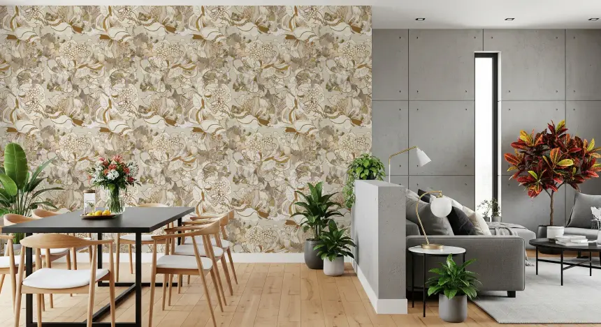 Vintage Cream Floral Wallpaper