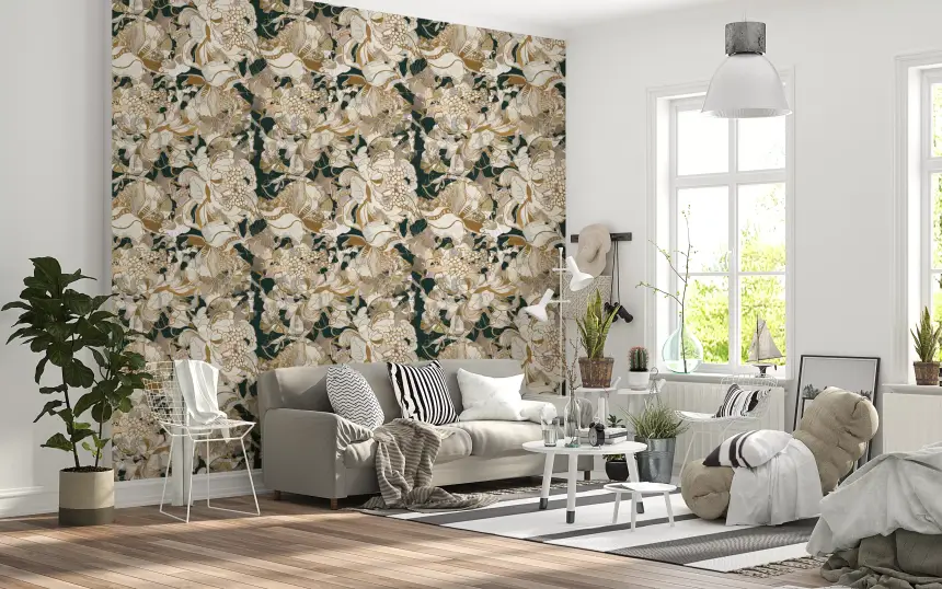 Dark Botanical Peony Wallpaper