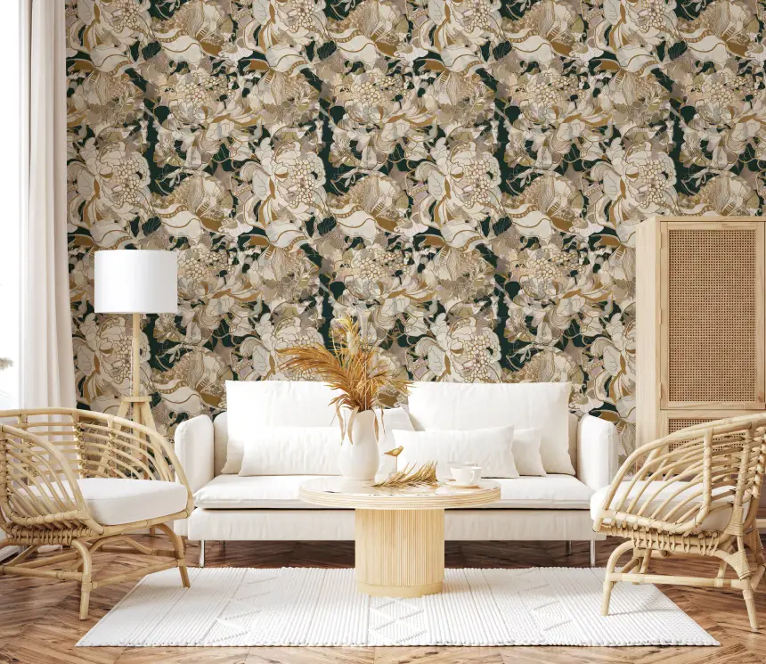 Dark Botanical Peony Wallpaper